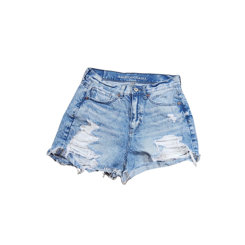 American Eagle Denim Cut Off Shorts Womens Size 4 Blue Ripped Light Wash‎